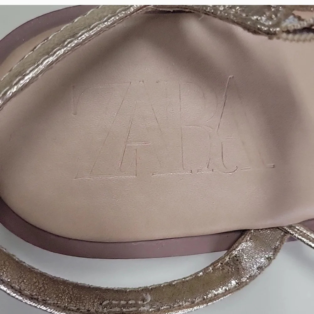 ZARA GOLD Strappy Knot Sandals Size 7.5 - Picture 10 of 15